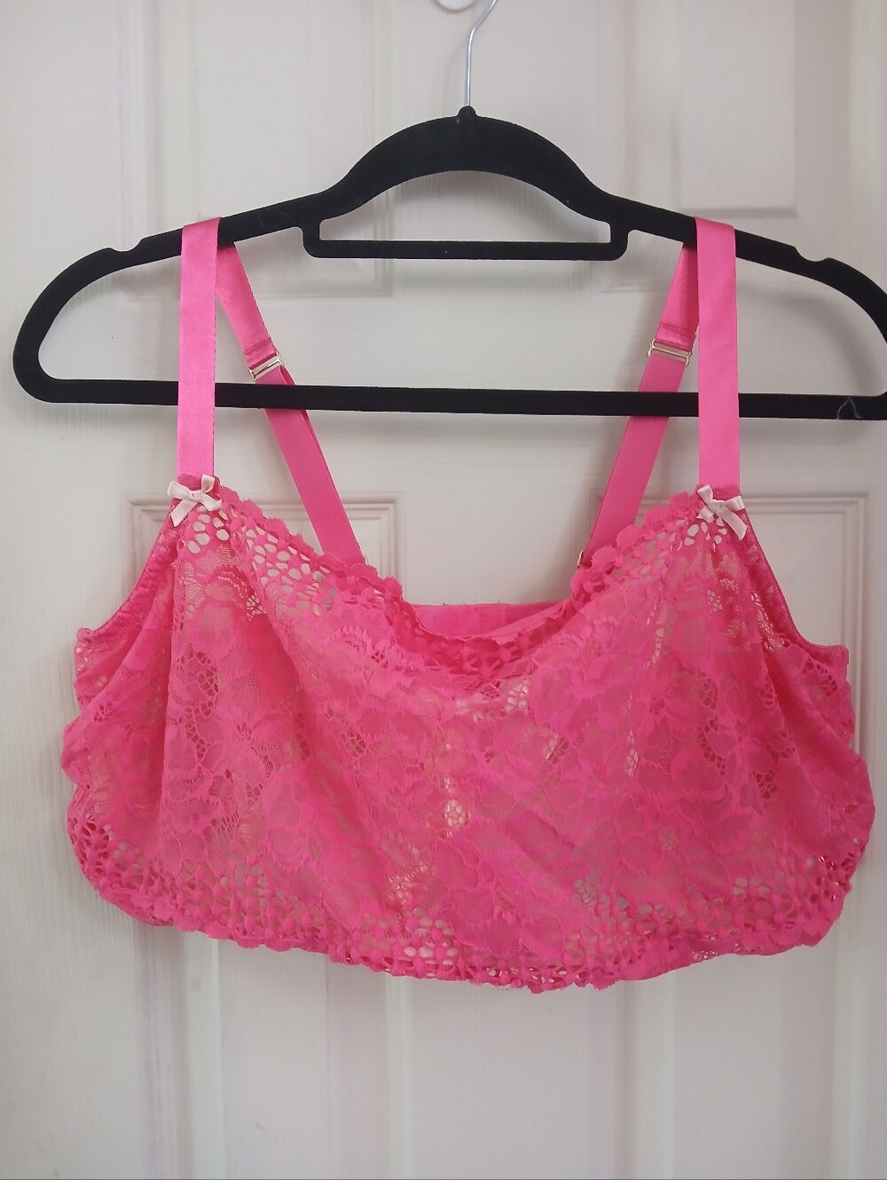 Cacique Lane Bryant Pink Unlined Balconette Lace Underwire Women Bra Size 44DDD